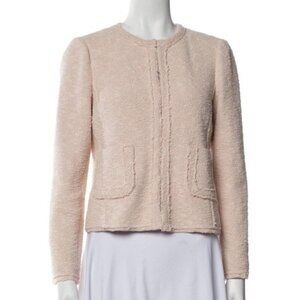 Rebecca Taylor Pink  Fringe Tweed Zip Jacket Blazer Sz 4